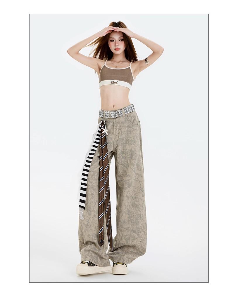 Damskie Jeansy Denimowe z Wysokim Stanem i Szerokimi Nogawkami - Tie-Dye, Wyszczuplające, Długie do Ziemi, Luźny Krój