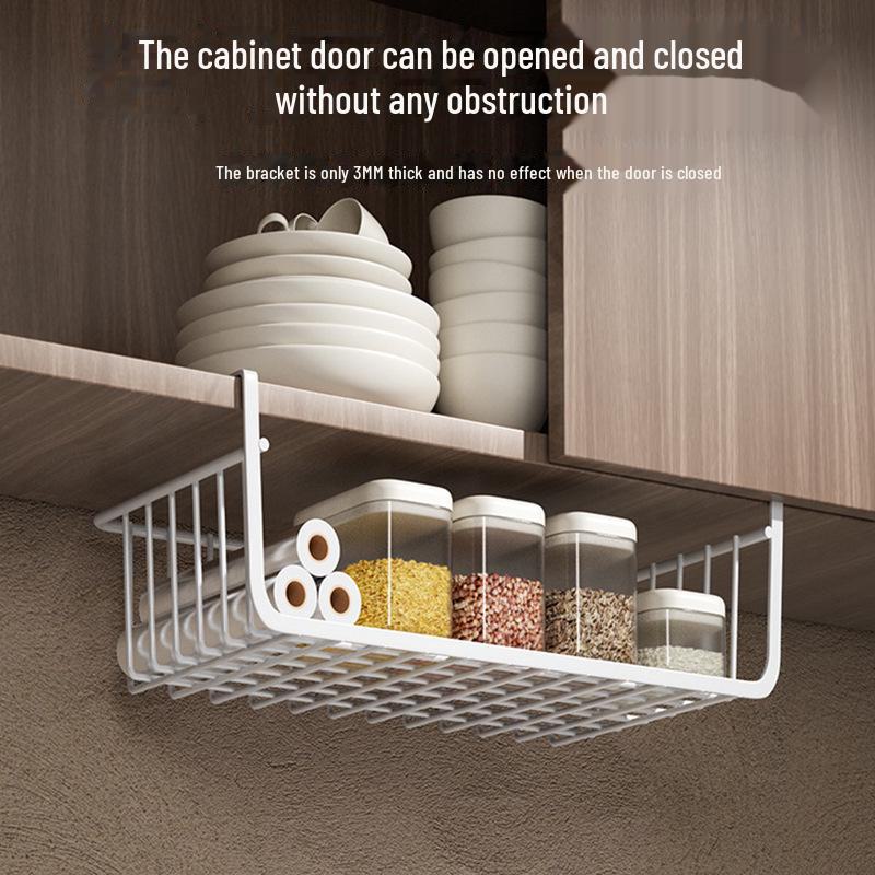 Under Table Hanging Basket Storage Rack for Dorms and Kitchens