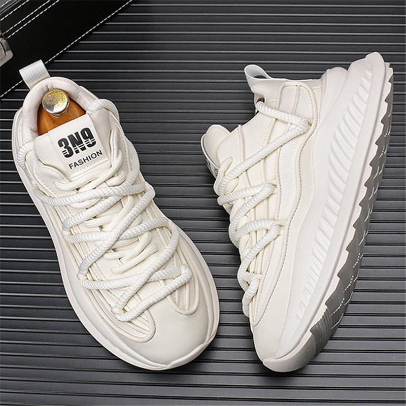 New Designer Men's White Black All Match Thick Bottom Causal Shoes Flats Moccasins Male Walking Sneakers Zapatos Hombre