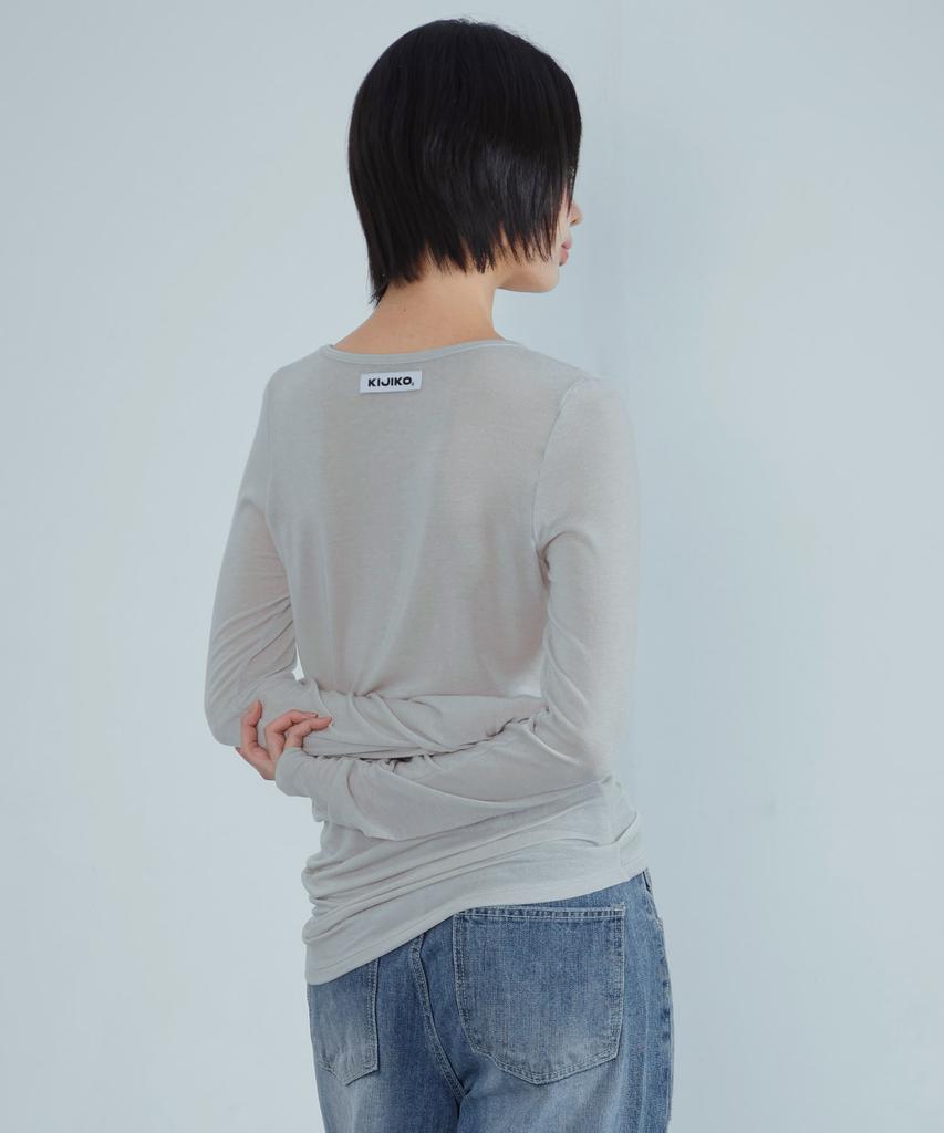 KIJIKO Ke311. Curved Sheer Tee Gray