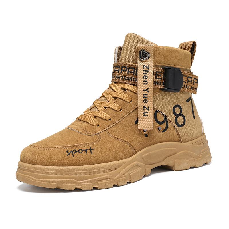 Men Boots New Autumn Round Toe High Butt Thick Bottom Platform 2024 Trendy Boots Large 44 Lace Up Height Increase Outdoor Boots