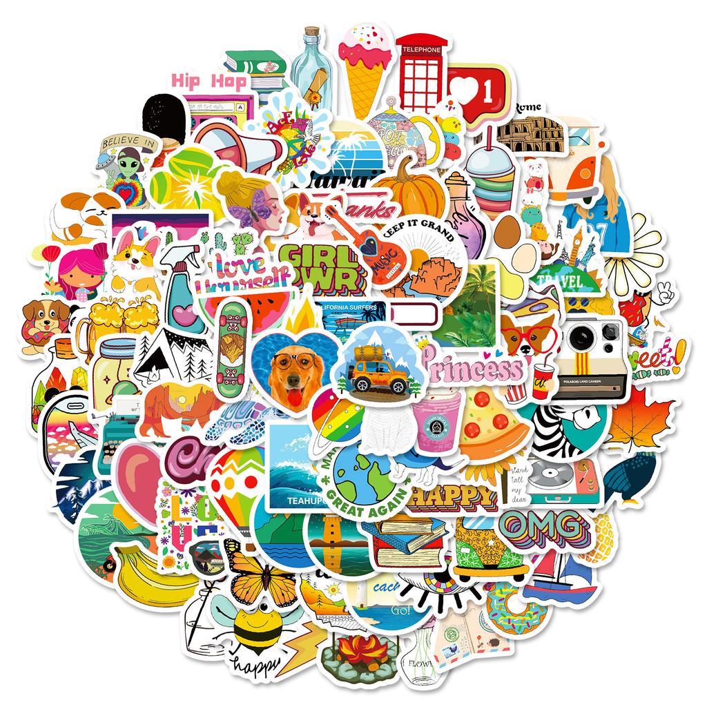 100 Small Size Qing Series Animal Mix And Match Graffiti Stickers Decorative Stickers