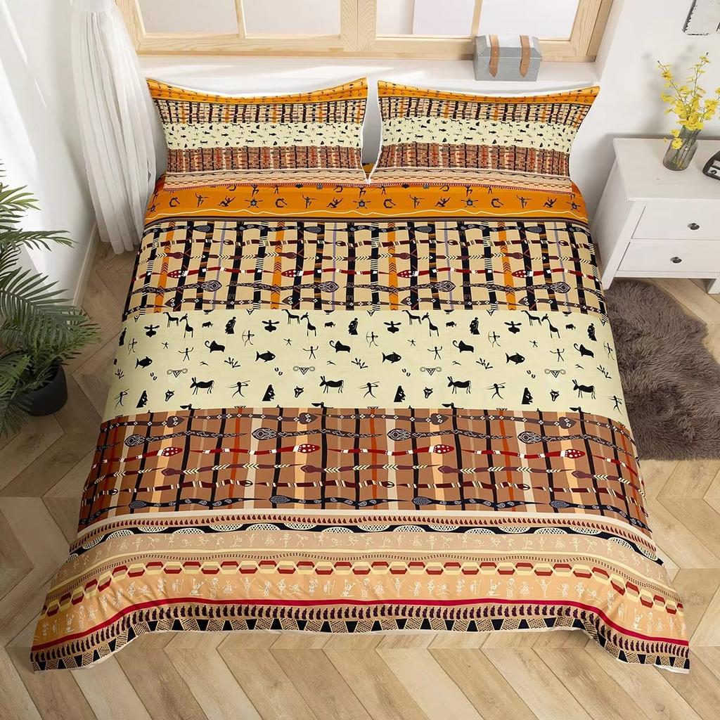 Tribal-Stil Daunendecken-Set Bettwäsche-Set 3-teiliges Bettbezug-Set