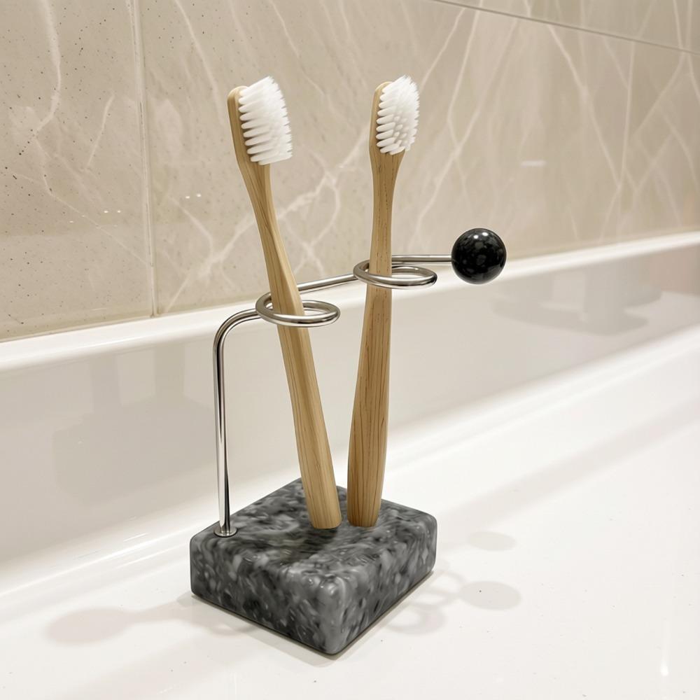 Edelstahlhalter Minimalistischer Zahnbürstenhalter Harzbasis Zahnbürsten-Aufbewahrungsständer Hotel