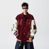 Trendy Retro Color Block Baseball Jacket for Couples – Embroidered Unisex Style