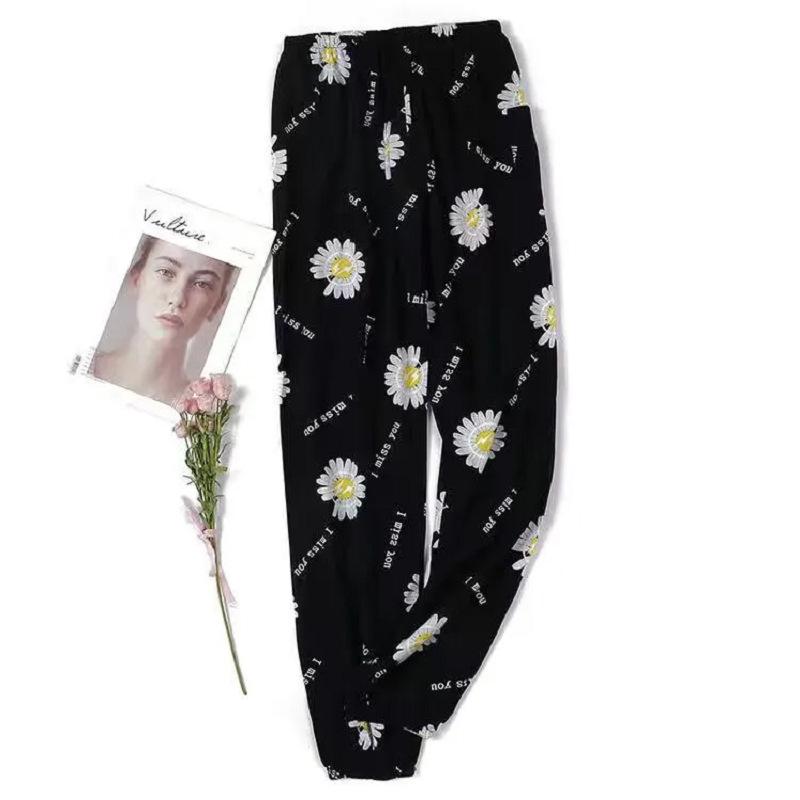 Pantaloni de vară pentru femei, din mătase, din bumbac, anti-țânțari, pentru plajă – pantaloni largi, casual de pijama