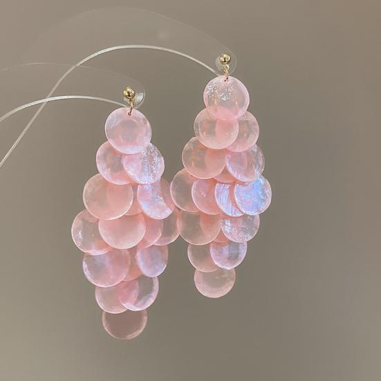 1 Pair Long Style Multi-Layer Drop Earrings Translucent Metal Needle Design Artificial Crystal