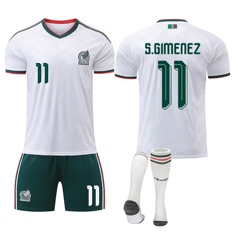 2526 World Cup Mexico Away Football Jersey No. 14 Jersey, White 9 Raul 22 Lozeno Correct Set