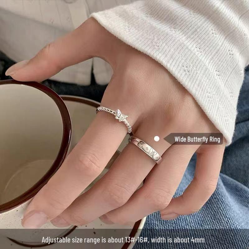 

Роскошное кольцо с бабочкой, посеребренное 925 пробы - элегантное украшение на указательный палец для женщин Adjustable Open