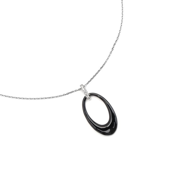 Luxenter Collier en argent 925 et laque noire finition ene rhodium - Onves