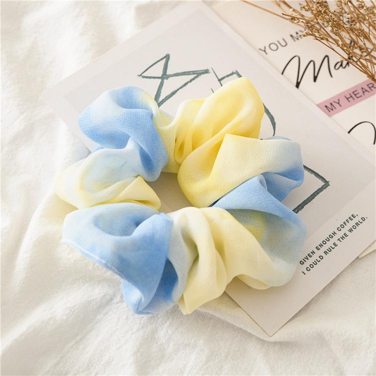 

Tie-dye Gradient Scrunchies Aesthetic Hair Tie for Women Casual Weekend Look Hair Accessory Yellow Blue A