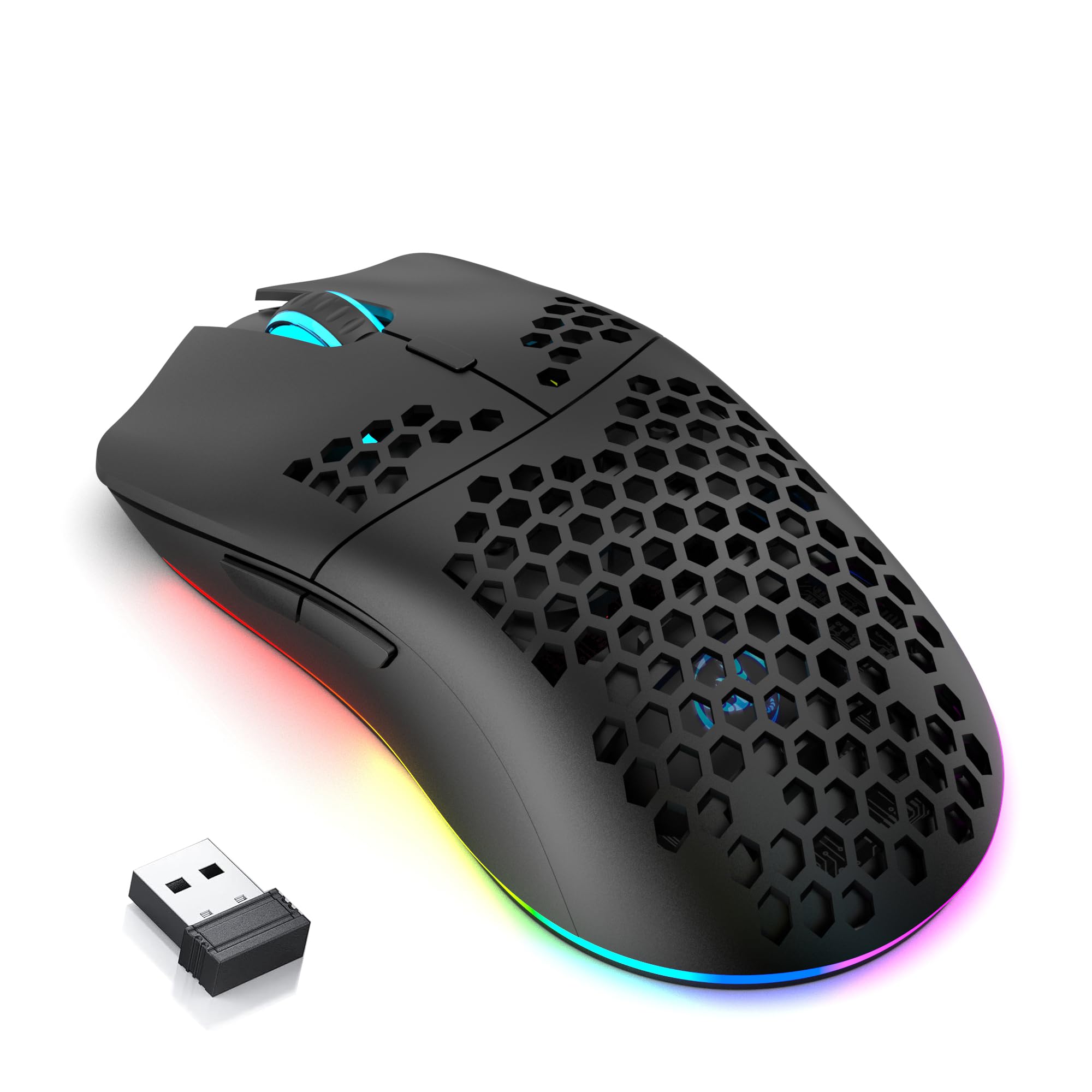 

ZIYOU LANG T66 Wireless Gaming 1000Hz Reporter RGB DPI Black Mouse, Rate, 2.4G/Bluetooth 5.3/USB-C, Illumination, 5-Level Adjustment, 90g, чорний