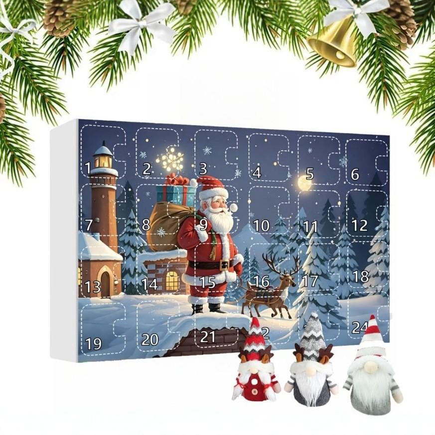Adorable Christmas Gnome Countdown Advent Calendar Blind Box Toy Set For