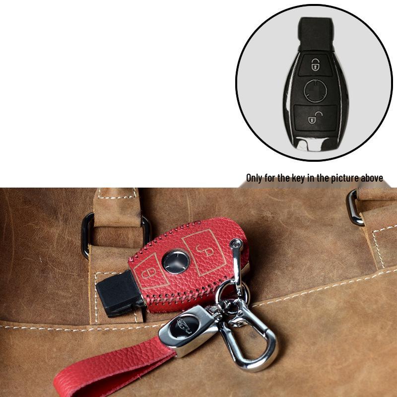 TPU Full-Wrap Cowhide Key Case for Mercedes E-Class & C-Class (E300L, C260L, C200L, GLC) - Unisex Design