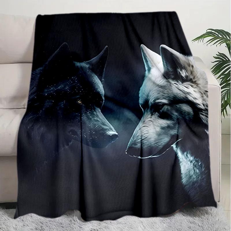 1PC Wolf Elements printed blanket, all season lightweight home office outdoor nap multifunctional blanket A8