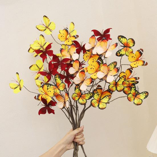 Artificial Butterfly Branches Simulation Stems with 8 Fake Butterflies for Vase Filler DIY Bouquets Home Office Table Decor