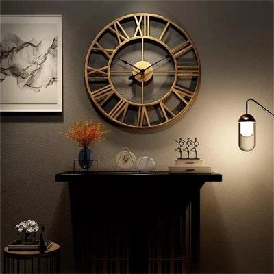 Moderné 3D veľké nástenné hodiny rímske číslice Retro okrúhle kovové železo Presné Tichý severský závesný ornament Dekorácia obývačky