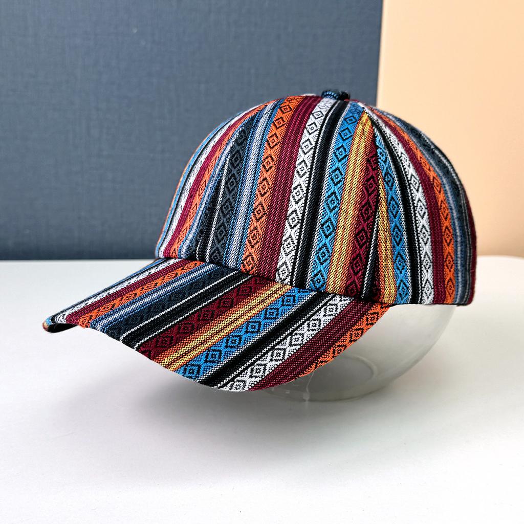 New Lattice Striped Cloth Baseball Cap Cap Casual Summer Sunscreen Sun Cap