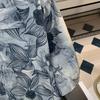 Summer Island Vacation Style Ice Silk Short Sleeve Floral Shirt Men's Hawaiian Cuban Collar Shirt Cool Fashion for Men