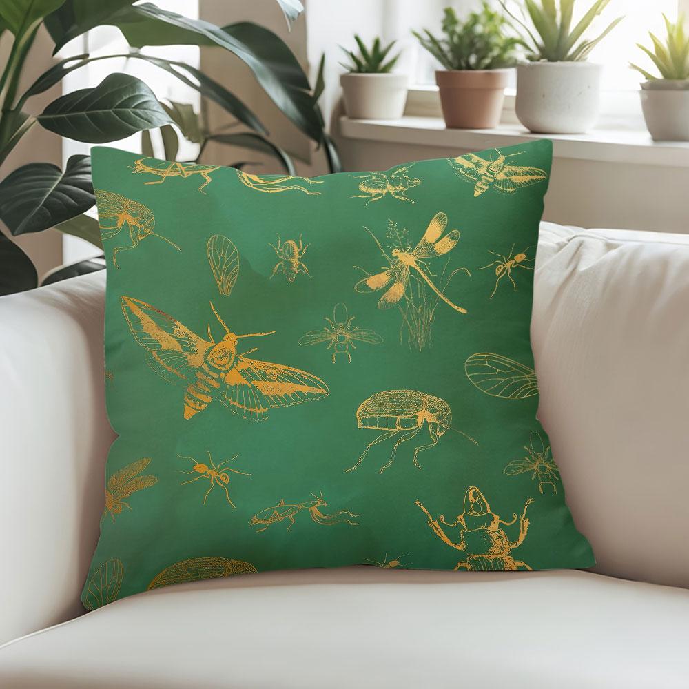 Insects Square Jacquard Pillow Cover for Sofa Office Waist Cushion Cover Home Decorative Pillowcase
