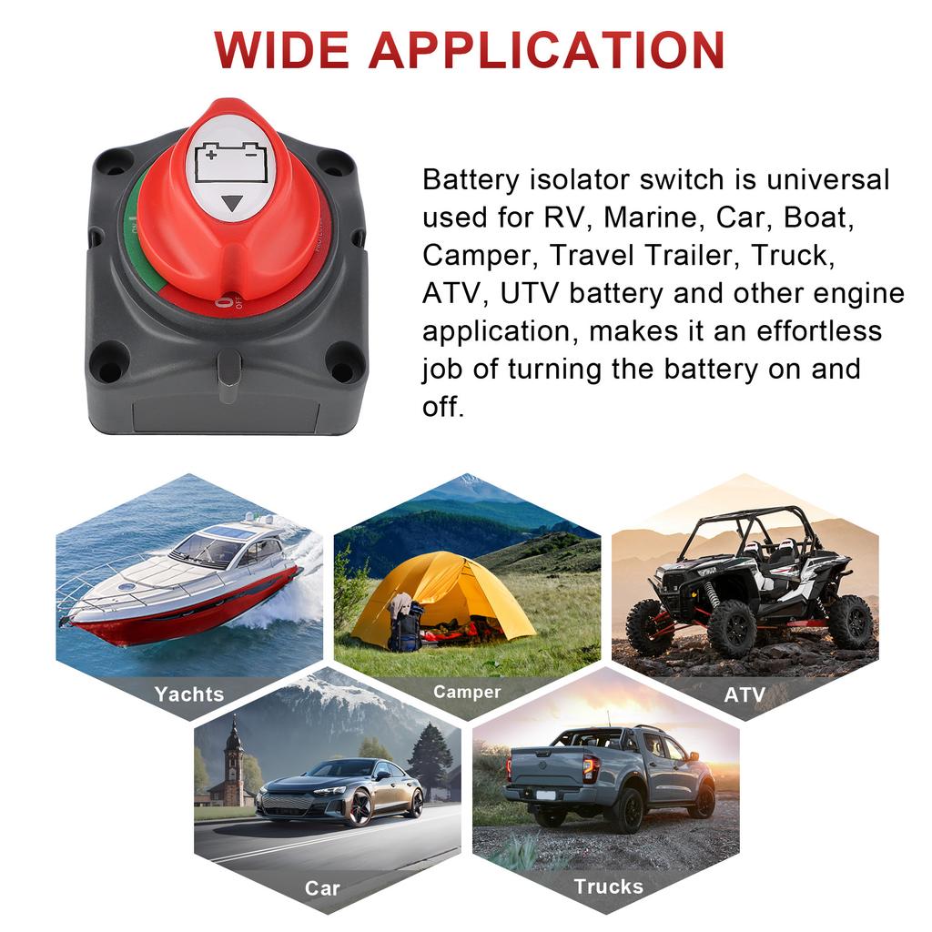 12V 300A Circuit Cutter for Camper Car Auto RV Marine Boat Key Battery Selector Isolator Disconnect Rotary Switch