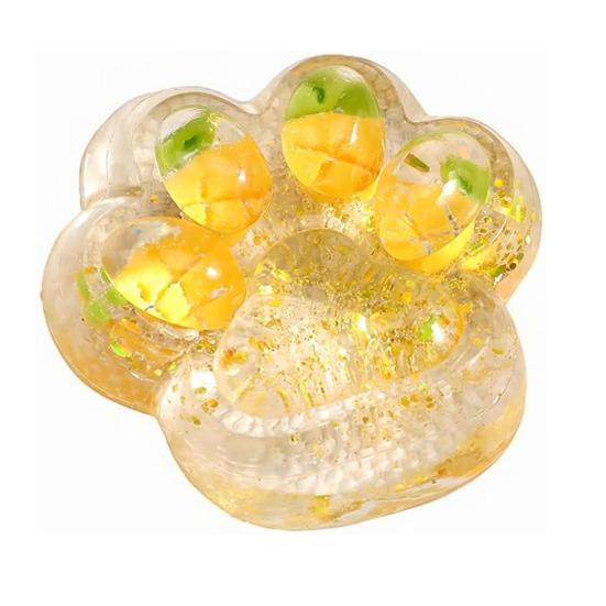 1/5Pcs Giant Cat Paw Squeeze Toy Stress Relief Clear Glitter Fruit Kitten Paw Sensory Toy Soft Stress Ball Animal Claw Pinch Fidget Toy