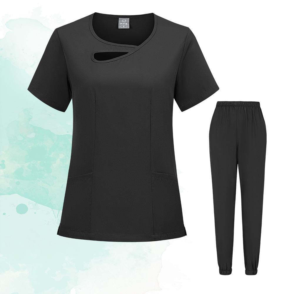 Women s Short-Sleeve Washable Scrub Set for Medical and Beauty Professionals Medium чёрный