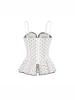 Korean Elegant Polka Dot Ruffle Camisole, Slim Fit with Chest Pads, Waist-Cinched, Flattering Lace Top for Women