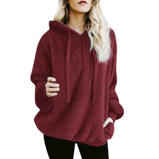 Winter Dick Warm Einfarbige Damen Langarm Hoodies Reißverschluss Kapuzenpullover