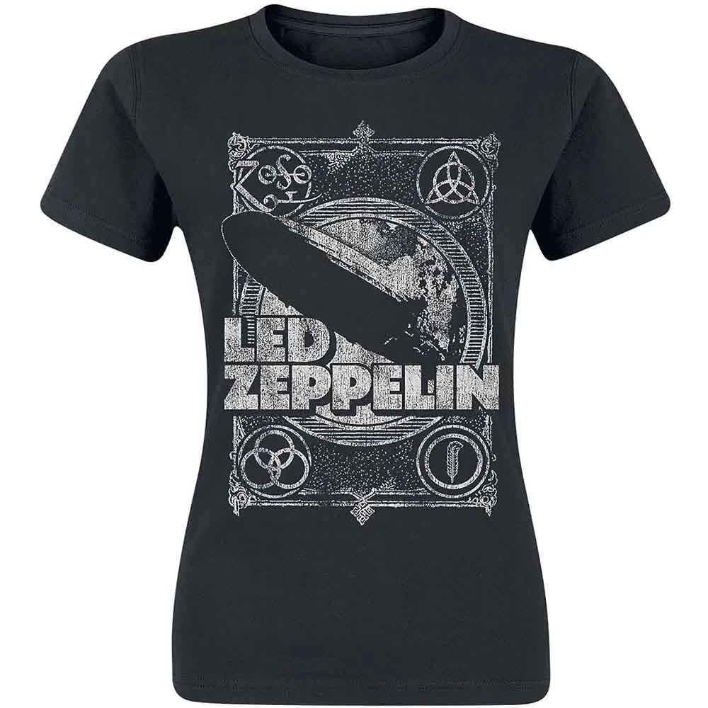 T-Shirt # L Ladies Black # Vintage Print Lz1 S