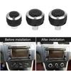 3pcs Air Condition Knob Aluminum Car Air Condition Control Panel Switch Knob for 5 MK5 2005-2009