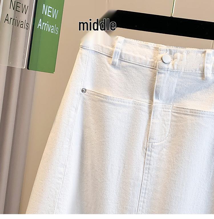 Spring-Summer Plus Size High Waist Denim Skirt - Versatile, Slimming, Elastic Fit