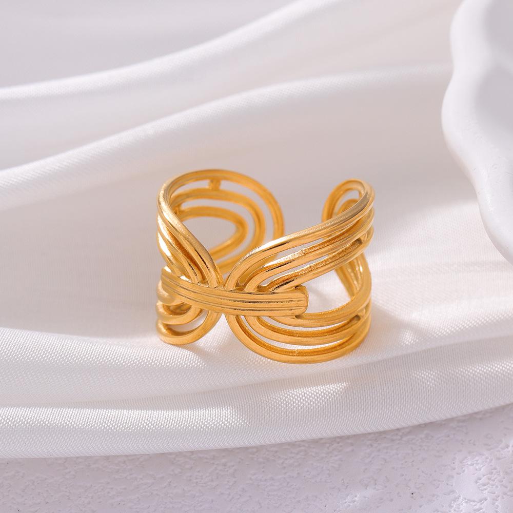 Eleganter verstellbarer Damenring aus Edelstahl - Schlichtes französisches Titan-Design