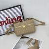 Leather Women's Bag Fashionable Woven 22 Lunch Box Bag Mini Square Bag Portable Shoulder Bag