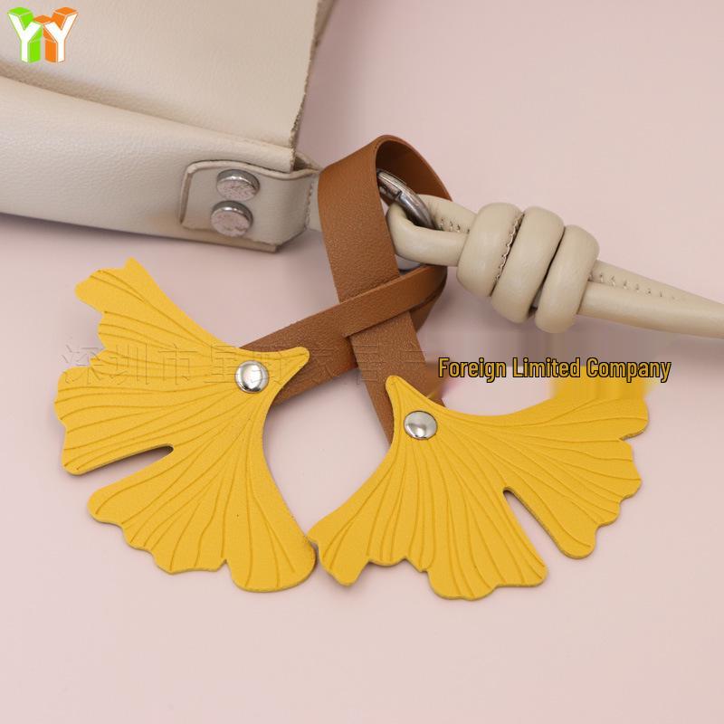 Exquisite Autumn Ginkgo Leaf Leather Bag Charm