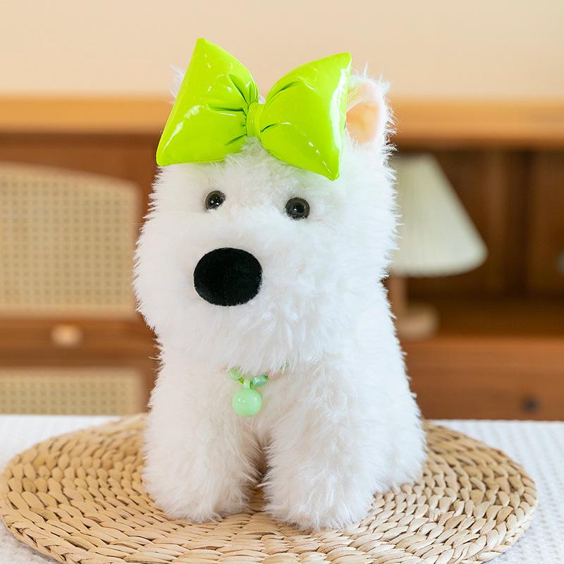 Cute Bow West Highland Dog Doll Backpack Scribbled Puppy Clothes Plush Toy
