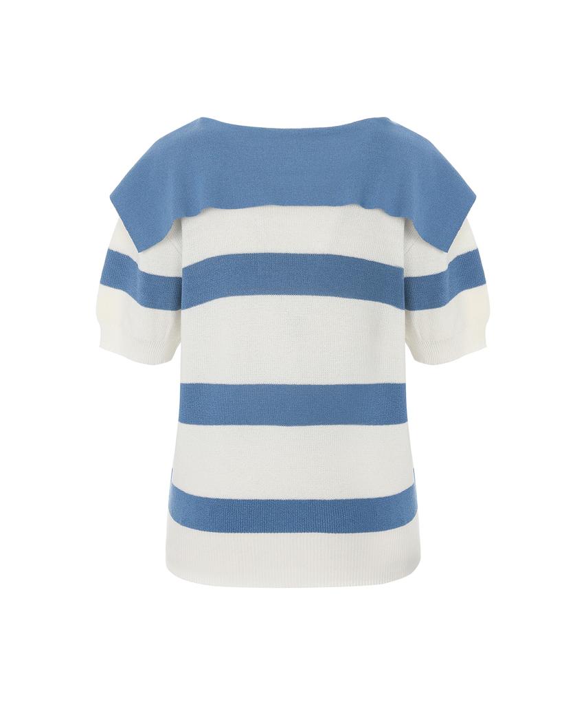 SOUP Sailor Collar Neck Striped Half Knit (Sb5Skf2)