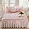 Flower Decorative Princess Lace Bed Skirt 100% Cotton-padded Thicken Bed Skirt Home Non-slip Mattress Cover Protector Bed Cover