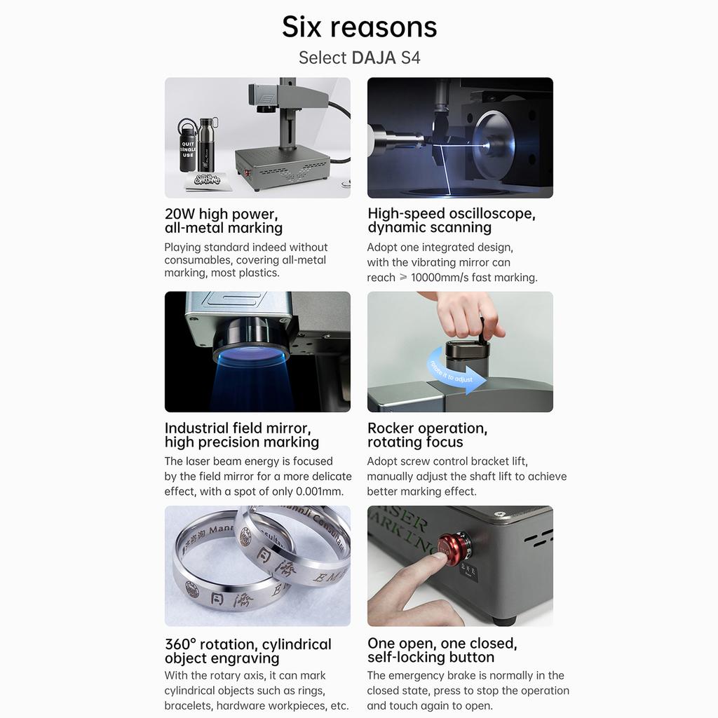 DAJA S4 Laser Engraver 20W Clndustrial Grade Laser Carving Machine with 20x20cm Engrave Area