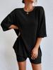 Ensemble Pyjama d'Été pour Femme Style Européen - Décontracté, Col Rond, Manches Courtes