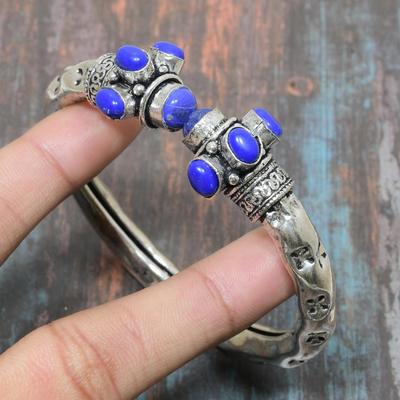 Lapis Lazuli drahokam ručne vyrobený 925 strieborný manžetový náramok nastaviteľný na Deň vďakyvzdania