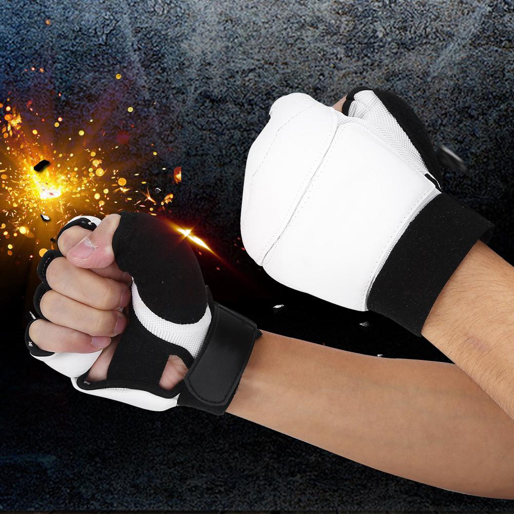 Adult Kids Taekwondo Sparring Half Finger Hand Protector Cover Boxing Gloves (XS Glove)