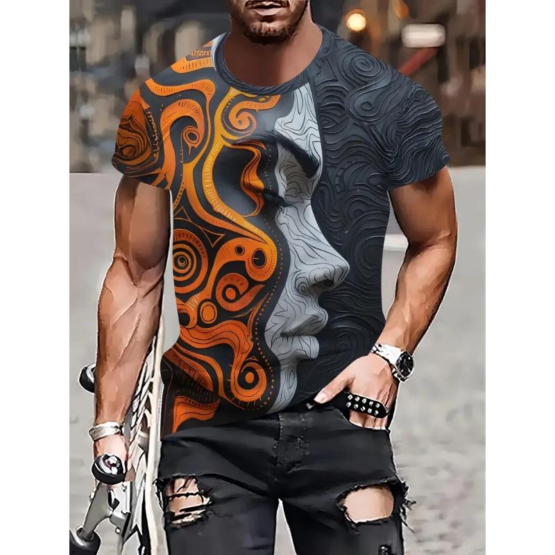 Summer Funny Men's T Shirt 3D Face Print Casual O-Neck Short Sleeve Pullover Fashion Outdoor T-shirts Male Overszied Clothing