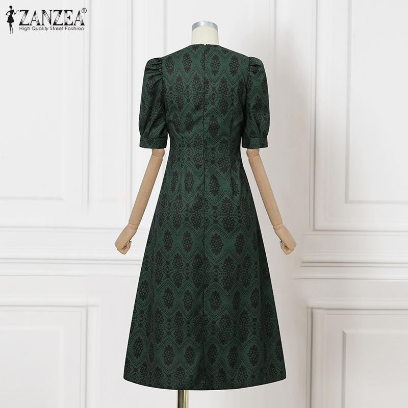 ZANZEA Elegantní dámské ležérní šaty s výstřihem do V, krátkým rukávem a potiskem