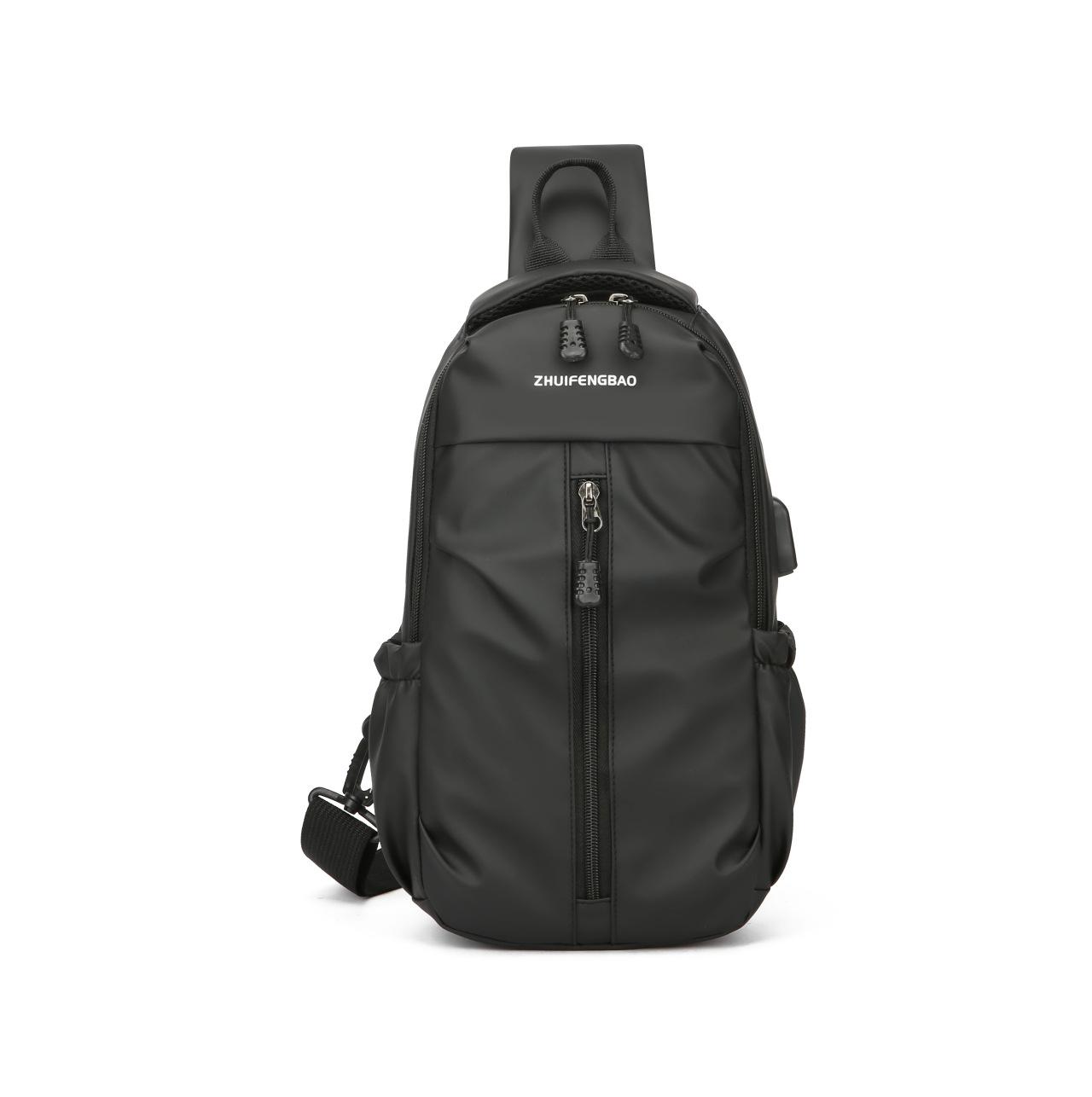 

Рюкзак унисекс нагрудная сумка через одно плечо небольшой рюкзак многофункциональная повседневная нейлоновая сумка чёрный