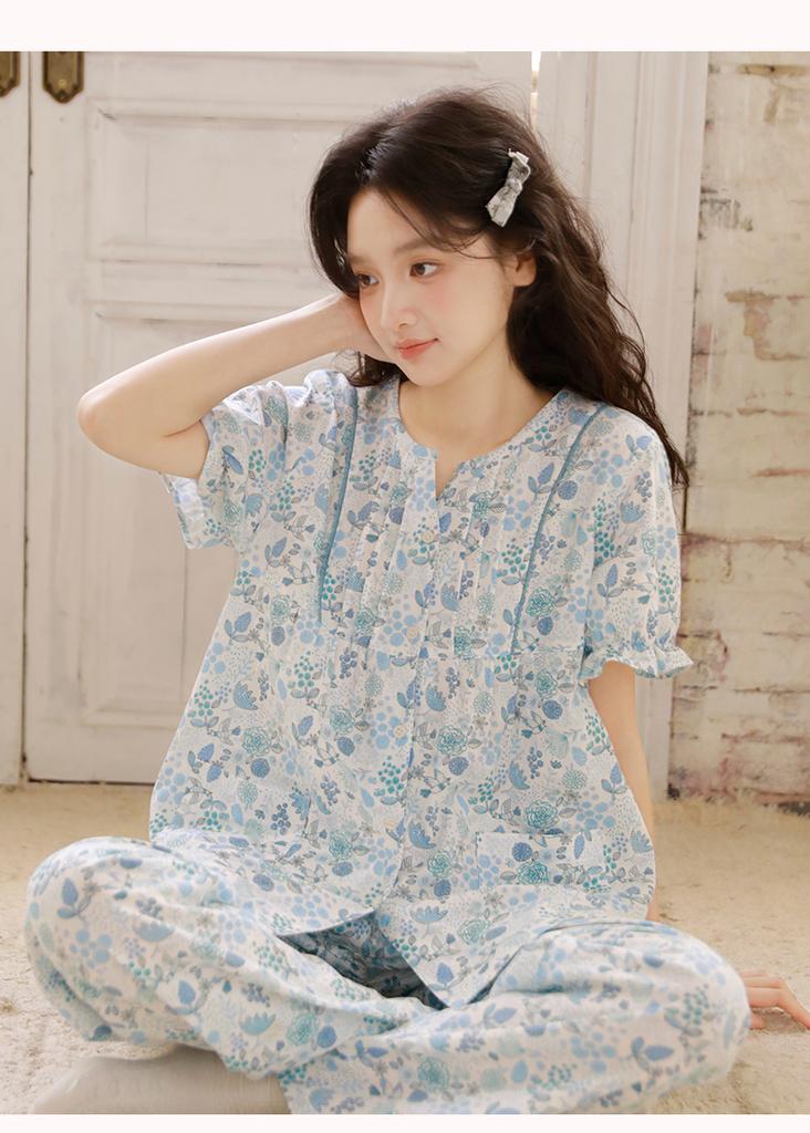 Huayue Women's Short Sleeved Pants Home Clothing Set