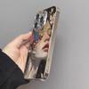 Oil Painting Girl Is Suitable for Apple 16promax Mobile Phone Case, New iPhone Electroplating Protective Case, New Model.