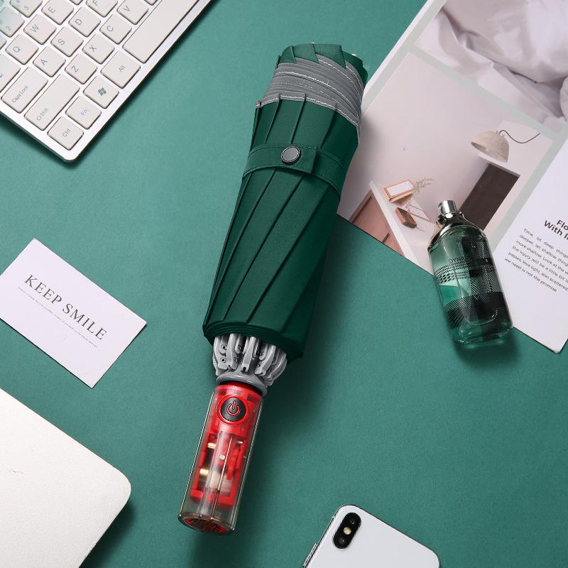 Tri-fold 10-bone Fully Mechanical Reverse Male Folding Umbrella Safety Anti-rebound Explosion-proof Reinforcement Wind-resistant Large