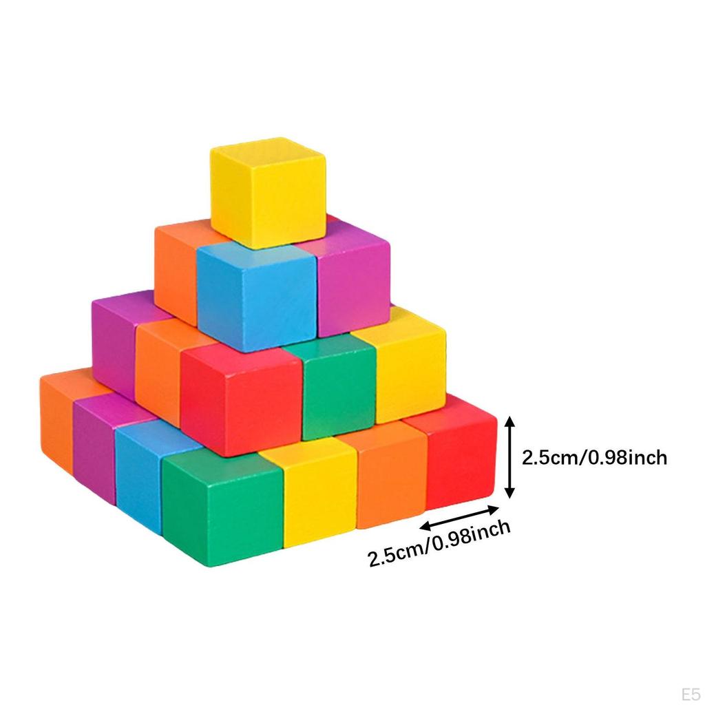 And Sorting Cubes, Math Toy for Early Learning, Versatile, Colorful Square Wooden Blocks Puzzles