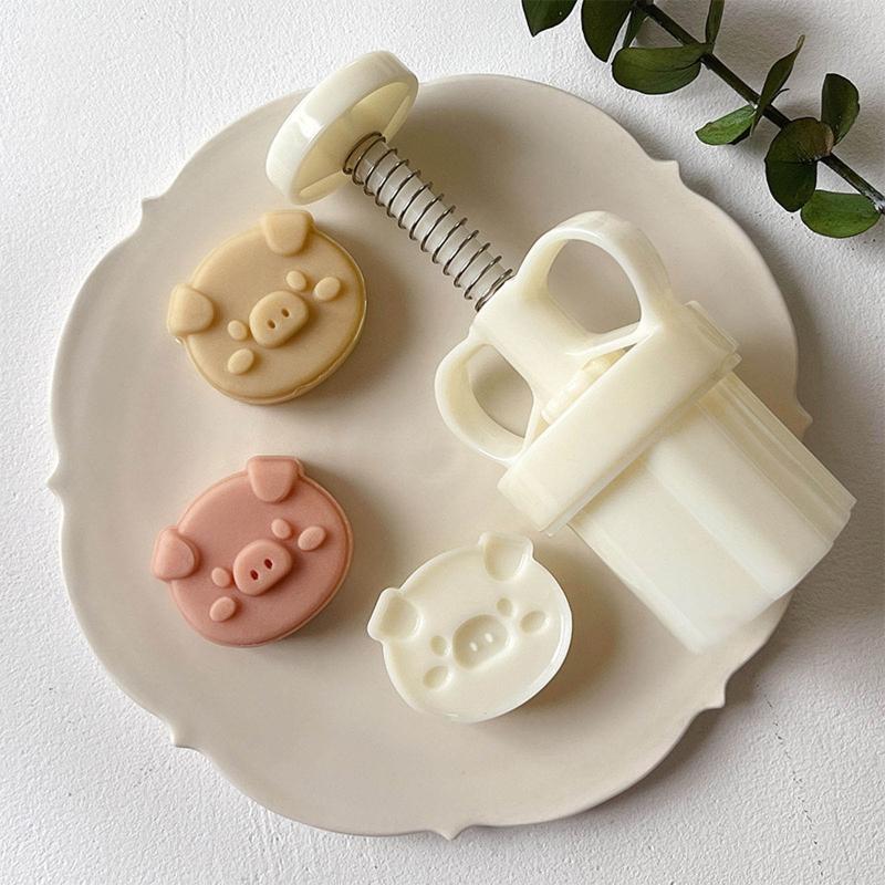 Plastic Material Mooncake Molds Stamp Moon Cake Mould Cartoon Pig Shaped Molds